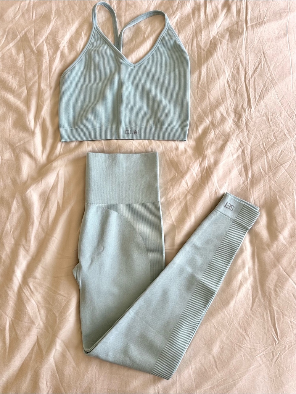 NEW Set Active Light Blue Sports Bra & Legging Set